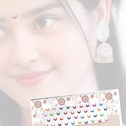 Sunaina Set Of 6 Half Moon Shape Plain Velvet Forehead Bindi- Medium image 2
