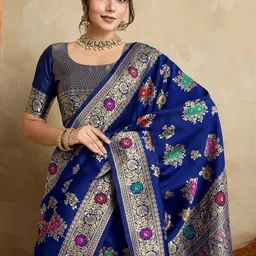 Shreyansh creation Ethnic Motifs Zari Pure Silk Banarasi Saree-picture-45