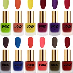 VOLO Set Of 12 Velvet Matte Nail Polish - 8 ml Each -Coral - Tomato Red - Metallic-22