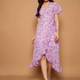 Kibo Women Floral Print Wrap Dress-image-47
