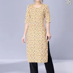 HERE&NOW Selection Of 2 Ethnic Motifs Printed Round Neck Straight Kurta-image-31