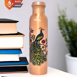 VoiDrop Copper-Toned & Green Single Copper Printed Water Bottle-10