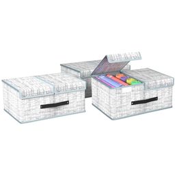 Kuber Industries Grey & White 3 Pieces Printed Multi-Utility Organisers image 2