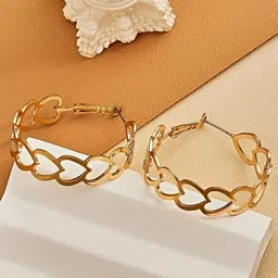 Proplady Bling Collection German Silver Gold-Plated Mother of Pearl Hoop Earrings-image-97