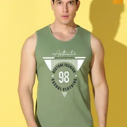 WOOSTRO Pack Of 2 Printed Super Combed Cotton Gym Vests VWS26(98 LGTGREEN)(PLAIN MUSTARD)-image-77