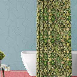 ArtzFolio Green & Yellow Geometric Printed Waterproof Shower Curtains-18