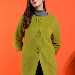 Stylecast X Kotty Women Solid Round Neck Hip-Length Overcoat-picture-13