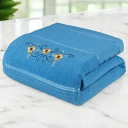 Story@home Turquoise Blue & Brown 1 Printed Cotton 400 GSM Bath Towel-38