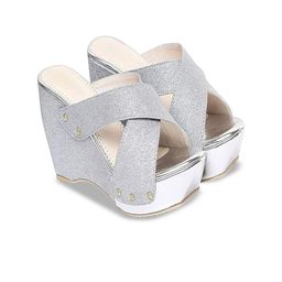 MONAQI Women Embellished Printed Wedge Mules-15