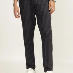 Andamen Men Striped Ultra Easy Wash Trousers-image-42