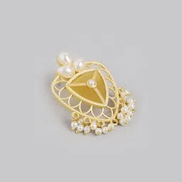 Anouk Gold-Plated Artificial Stones Studded & Beaded Contemporary Drop Earrings image 4