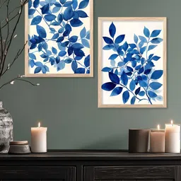 Kotart Brown & Blue 2 Pieces Wooden Floral and Botanical Wall Arts-picture-20