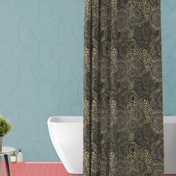 ArtzFolio Black & Beige Printed Waterproof Shower Curtain-image-78