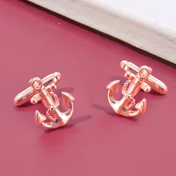 Peora Men Rose Gold-Plated Contemporary Cufflink-image-20