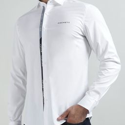 HACKETT LONDON Typography Printed Spread Collar Long Sleeves Cotton Shirt-image-11