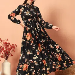 Jash Creation Printed Fit & Flare Maxi Dress-image-94