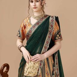 SAPTRANGI Floral Printed Beads And Stones Ready To Wear Lehenga And Blouse With Dupatta-picture-19
