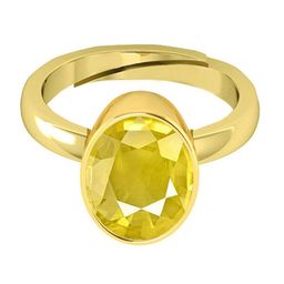 VISHVMA Gold-Plated 4.00 Ratti Sapphire Pukhraj Gem Stone Studded Finger Ring-picture-6