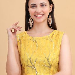 Frolic Rolic Floral Embellished Net Blouson Saree Blouse-image-38
