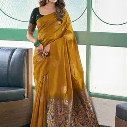 Sita Yellow Silk Blend Woven Design Sarees-picture-19