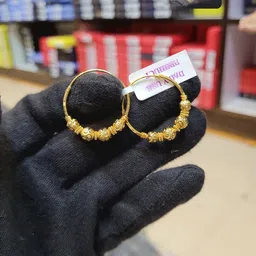 Anshenterpris 2 Gram Gold-Plated Temple Circular Hoop Earrings-image-50