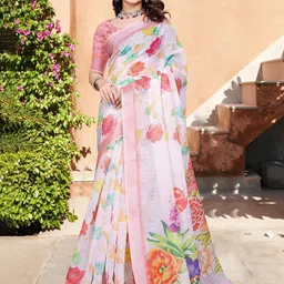 Mitera Floral Zari Pure Cotton Saree-image-73