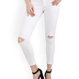 MM-21 Women Jean Skinny Fit Mid-RiseSlash Knee Stretchable Jeans-image-94