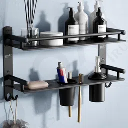 GLOXY Black Solid Stainless Steel Shelf-picture-18