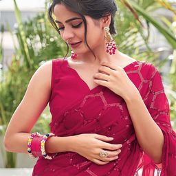 DIVASTRI Embellished Pure Georgette Saree-picture-3