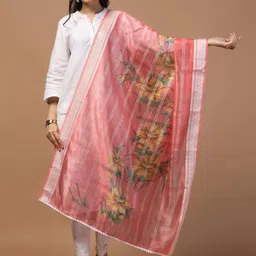 Kaizen TEXO FAB Ethnic Motifs Printed Organza Dupatta image 1