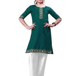 SPECKLESS Girls Ethnic Motif Embroidered Sequin Round Neck Kurta-picture-3