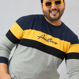 AUSTIVO Men Plus Size Round Neck Pullover Sweatshirt-1