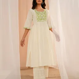 Libas Women Floral Yoke Design Thread Work Floral Kurta-image-65