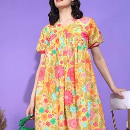 HIVA TRENDZ Women Floral Puff Sleeve Fit & Flare Dress-picture-7