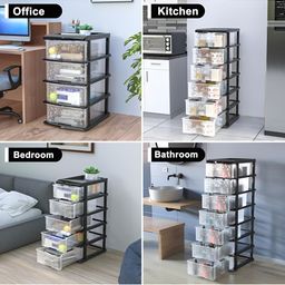 SUMOWARE INDUSTRIES Black & Grey Textured 7 Tier Multipurpose Modular Drawer image 4