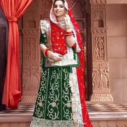 MADHUR HAND WORK ART Embroidered Sequinned Semi-Stitched Lehenga & Unstitched Blouse With Dupatta-picture-15