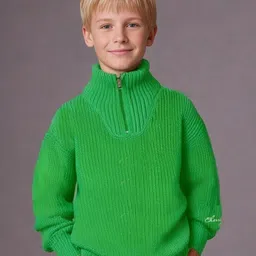 Cherry Crumble Unisex Kids Self Design High Neck Pure Cotton Pullover-image-66