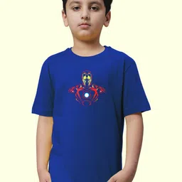 Friskers Boys Ironman Printed Round Neck Short Sleeves Pure Cotton T-Shirt-image-70