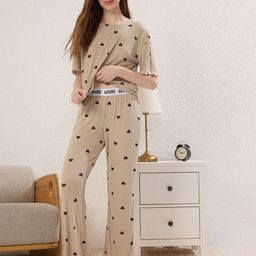 Trendyol Women Printed Round Neck Night Suit-image-99