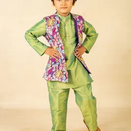 Jilmil Boys Mandarin Collar Kurta With Trouser And Nehru Jacket-picture-37