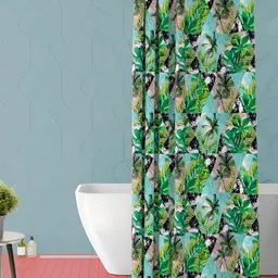 ArtzFolio Green & Black Tropical Printed Waterproof Shower Curtain-image-78