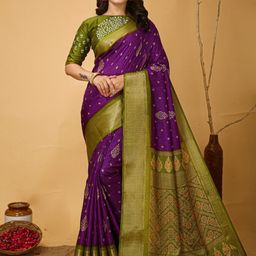 DIVASTRI Ethnic Motifs Printed Zari Saree-image-18
