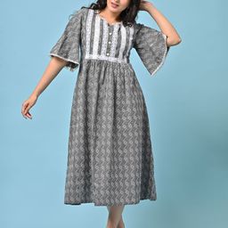 Anootha Bell Sleeve A-Line Midi Dress-image-2