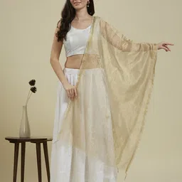 Dupatta Bazaar Women Gold Crushed Dupatta-picture-51