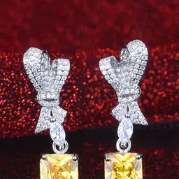 Jewels Galaxy Silver-Plated Artificial Stones Contemporary Drop Earrings-image-14