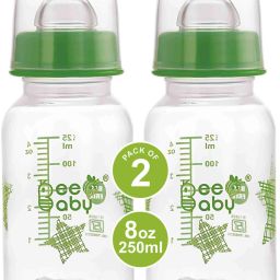 Basic Slim Neck Baby Feeding Bottle with Anti-Colic Nipple, BPA FREE, 4M+, Green - 125 ml-image-46