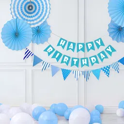 Special You 28 Pcs White & Blue Balloons & Banner Festive Decor-38