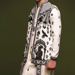 KALPRAAG Men Ethnic Motifs Embroidered Regular Sequinned Kurta with Trousers & With Dupatta image 2