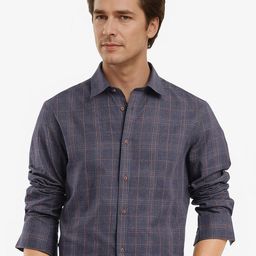 RARE RABBIT Men Comfort Spread Collar Checked Cotton Casual Shirt-image-93