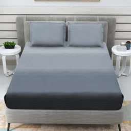 Myntra Elegant Homes Charcoal Satin Cotton 250 TC King Bedsheet Set 2.74 m x 2.74 m-image-79